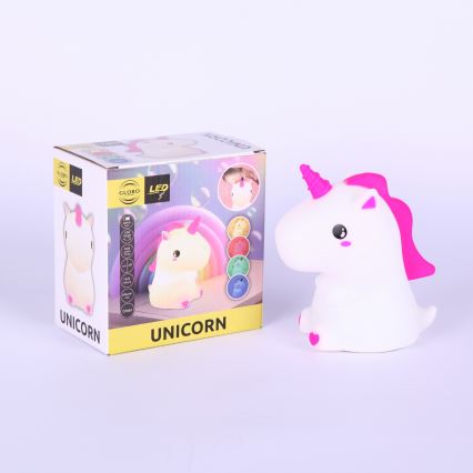 Globo - Luce notturna per bambini a LED RGBW dimmerabile e ricaricabile LED/1,5W/5V 1200 mAh unicorno