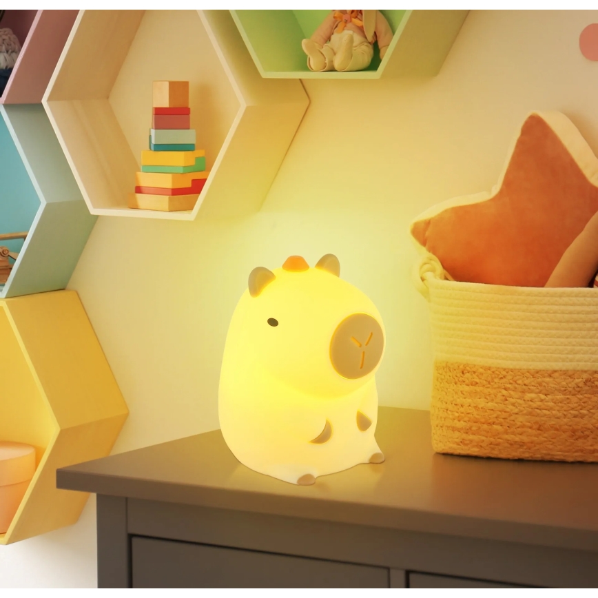 Globo - Luce notturna ricaricabile per bambini LED RGBW dimmerabile, LED 1,5W/5V, batteria 1200 mAh, capibara