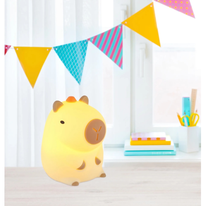 Globo - Luce notturna ricaricabile per bambini LED RGBW dimmerabile, LED 1,5W/5V, batteria 1200 mAh, capibara