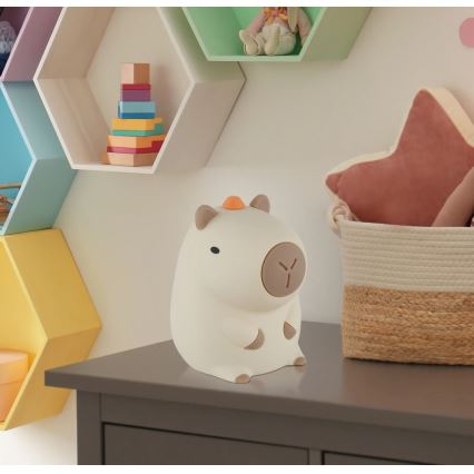Globo - Luce notturna ricaricabile per bambini LED RGBW dimmerabile, LED 1,5W/5V, batteria 1200 mAh, capibara