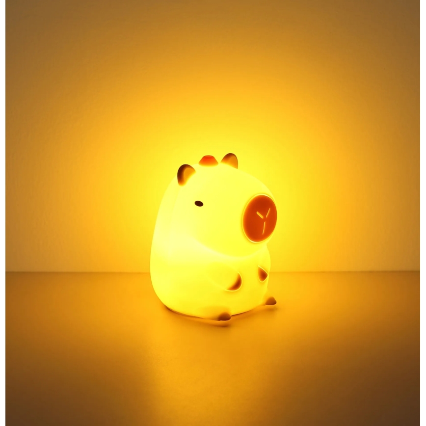 Globo - Luce notturna ricaricabile per bambini LED RGBW dimmerabile, LED 1,5W/5V, batteria 1200 mAh, capibara