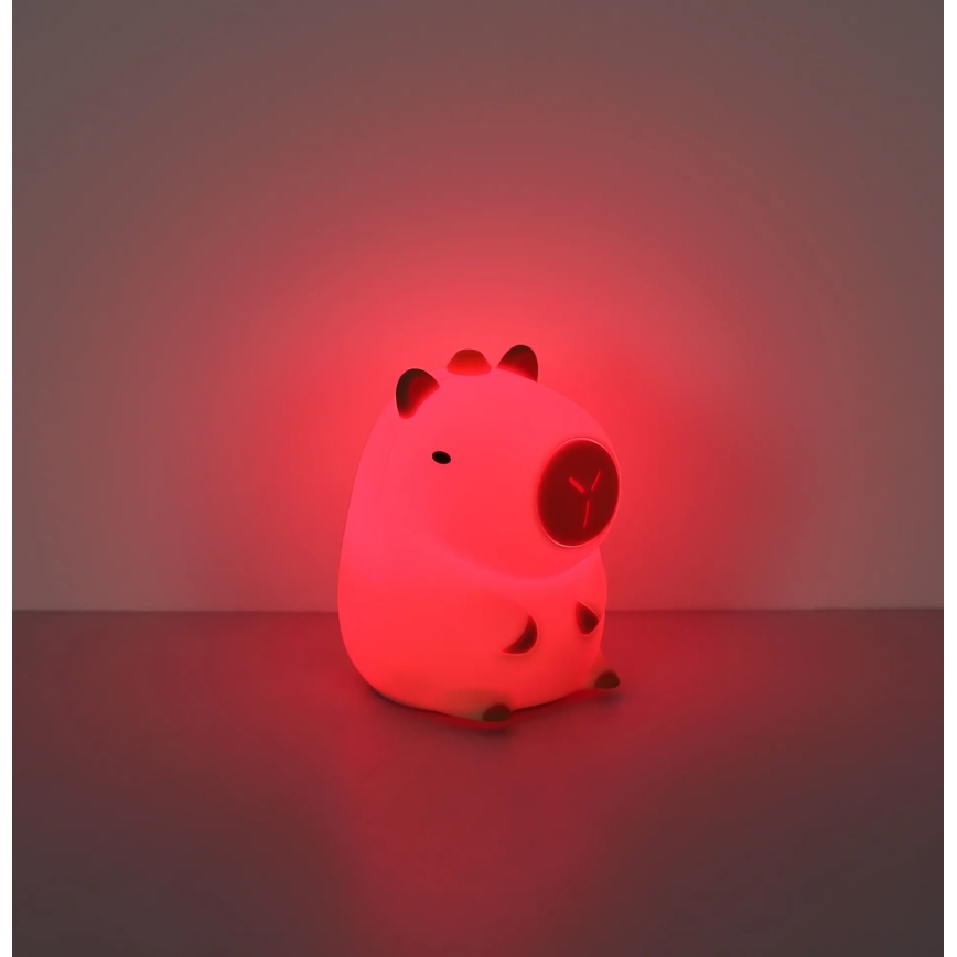 Globo - Luce notturna ricaricabile per bambini LED RGBW dimmerabile, LED 1,5W/5V, batteria 1200 mAh, capibara