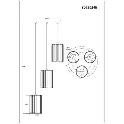 Globo - Lampadario a sospensione con filo 3xE27/60W/230V diametro 35 cm
