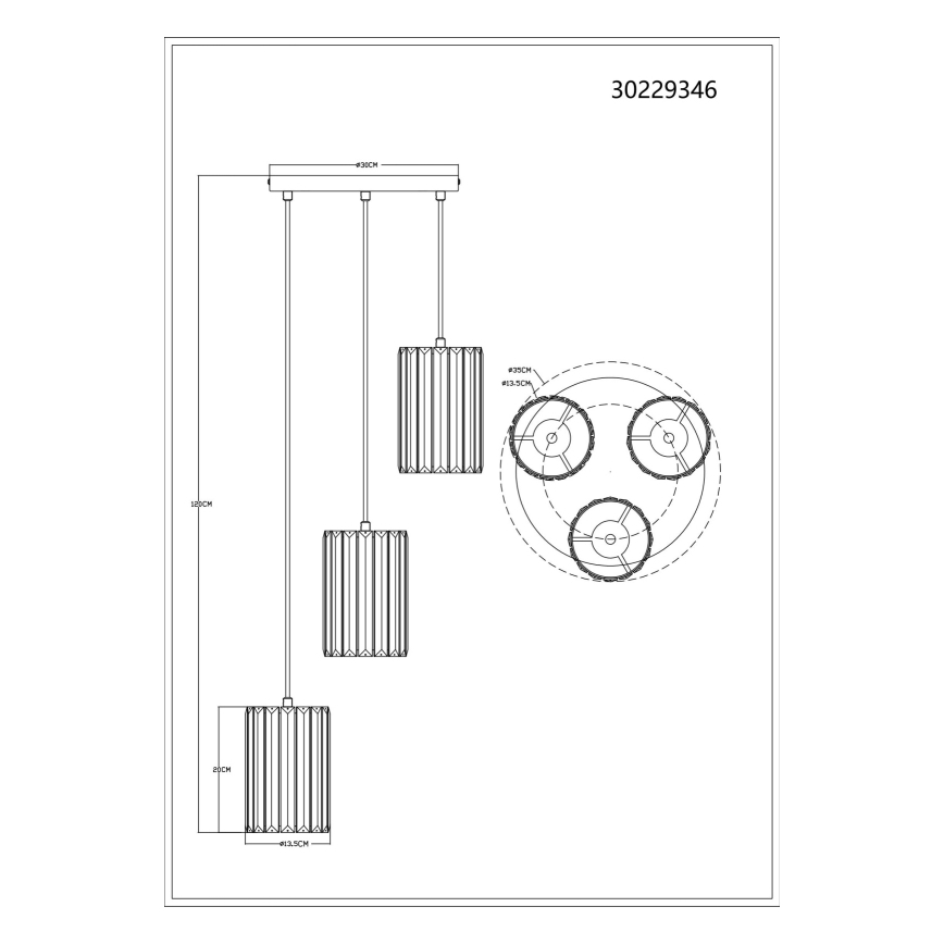 Globo - Lampadario a sospensione con filo 3xE27/60W/230V diametro 35 cm