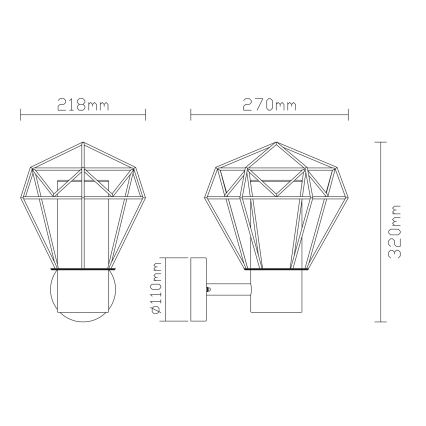 Globo - Applique da esterno 1xE27/15W/230V IP44