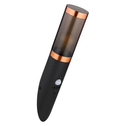 Globo - Applique da esterno con sensore 1xE27/15W/230V IP44 nero/rame
