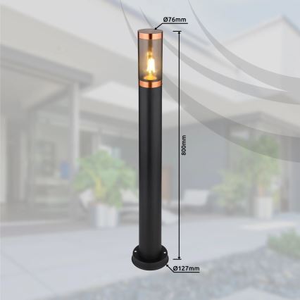 Globo - Lampada da esterno 1xE27/23W/230V IP44 80 cm nero/rame