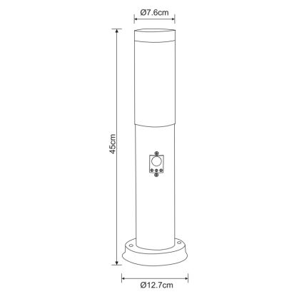 Globo - Lampada da esterno con sensore 1xE27/60W/230V 45 cm IP44