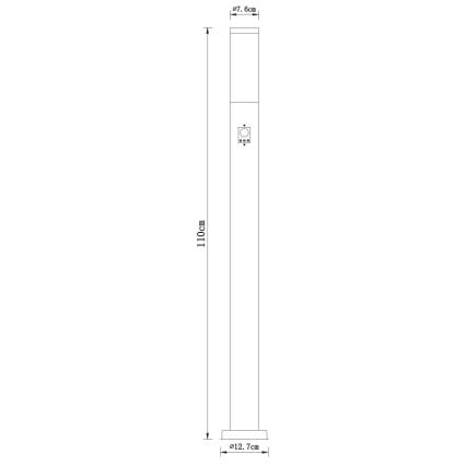 Globo - Lampada da esterno con sensore 1xE27/60W/230V 110 cm IP44