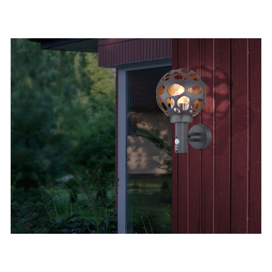 Globo - Applique da esterno con sensore 1xE27/15W/230V IP44