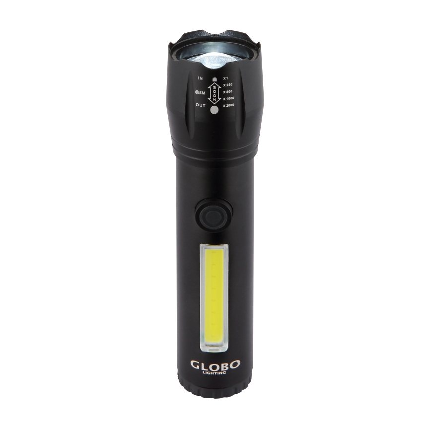 Globo - Torcia LED ricaricabile LED/3W/5V + COB/3W 5500K 1200 mAh