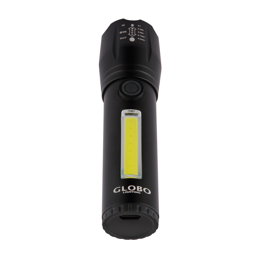 Globo - Torcia LED ricaricabile LED/3W/5V + COB/3W 5500K 1200 mAh