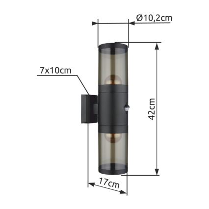 Globo - Applique da esterno 2xE27/60W/230V IP44
