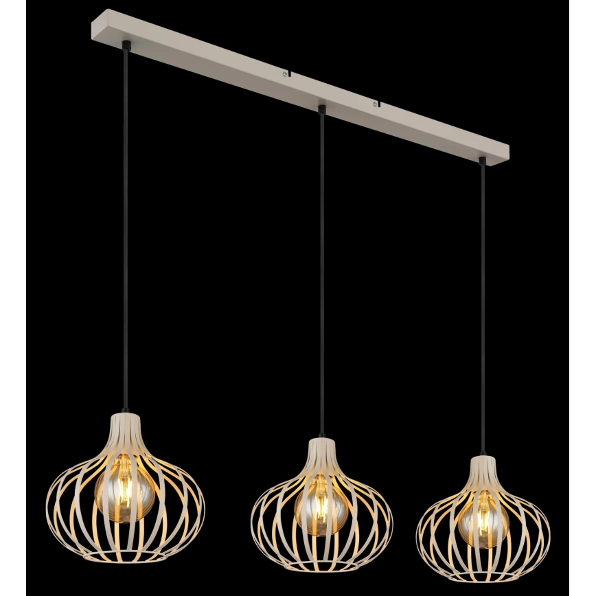 Globo - Lampadario sospeso su cavo 3xE27/40W/230V beige