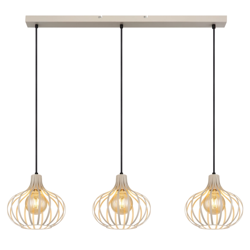 Globo - Lampadario sospeso su cavo 3xE27/40W/230V beige