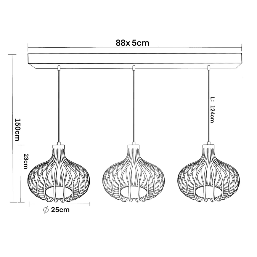 Globo - Lampadario sospeso su cavo 3xE27/40W/230V beige