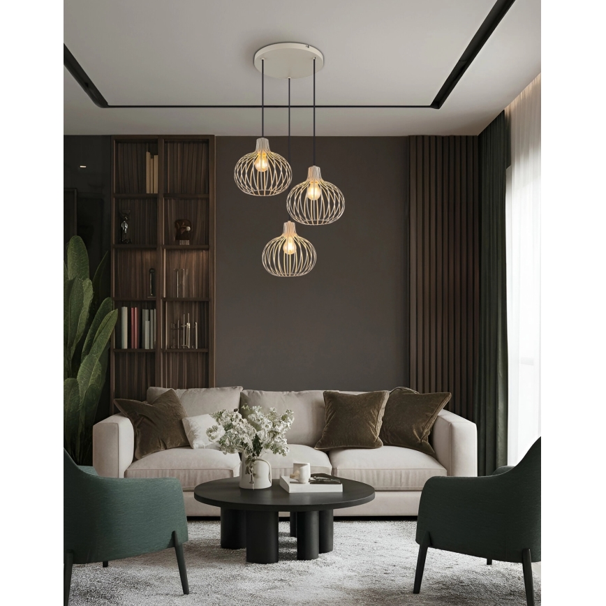 Globo - Lampadario sospeso su cavo 3xE27/40W/230V beige
