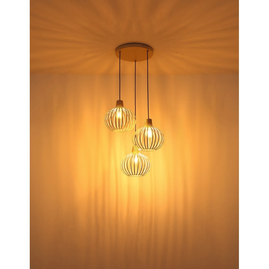 Globo - Lampadario sospeso su cavo 3xE27/40W/230V beige