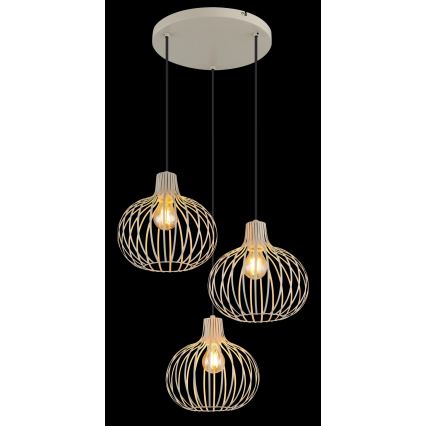 Globo - Lampadario sospeso su cavo 3xE27/40W/230V beige