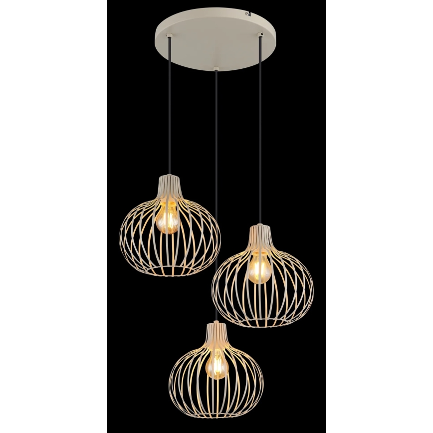 Globo - Lampadario sospeso su cavo 3xE27/40W/230V beige