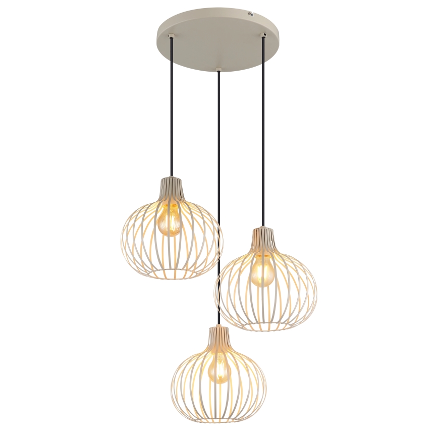 Globo - Lampadario sospeso su cavo 3xE27/40W/230V beige