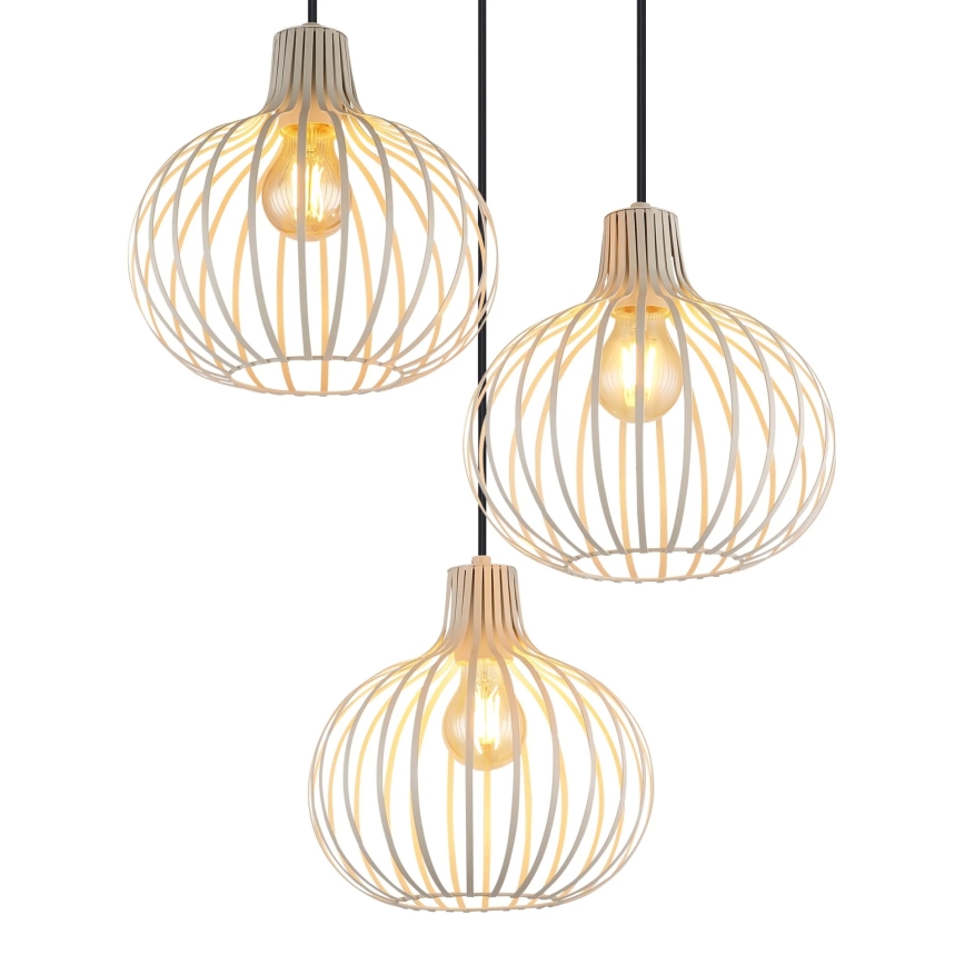 Globo - Lampadario sospeso su cavo 3xE27/40W/230V beige