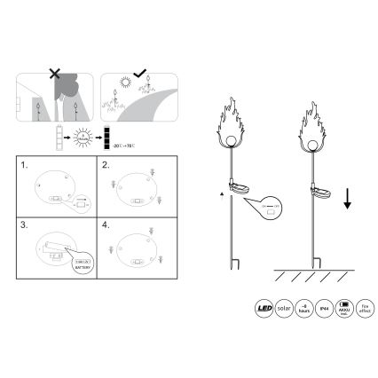 Globo - Lampada LED solare LED/0,04W/3V IP44 600 mAh