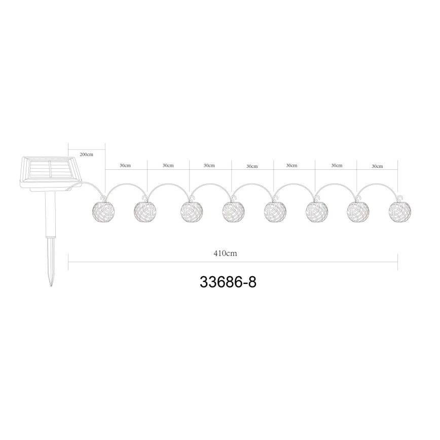 Globo - LED Solare catena decorativa 98xLED/0,1W/3V 410 cm IP44