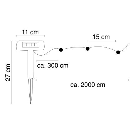 Globo - Catena LED solare 20 m 120xLED/2,4V 2xAAA IP44 600 mAh