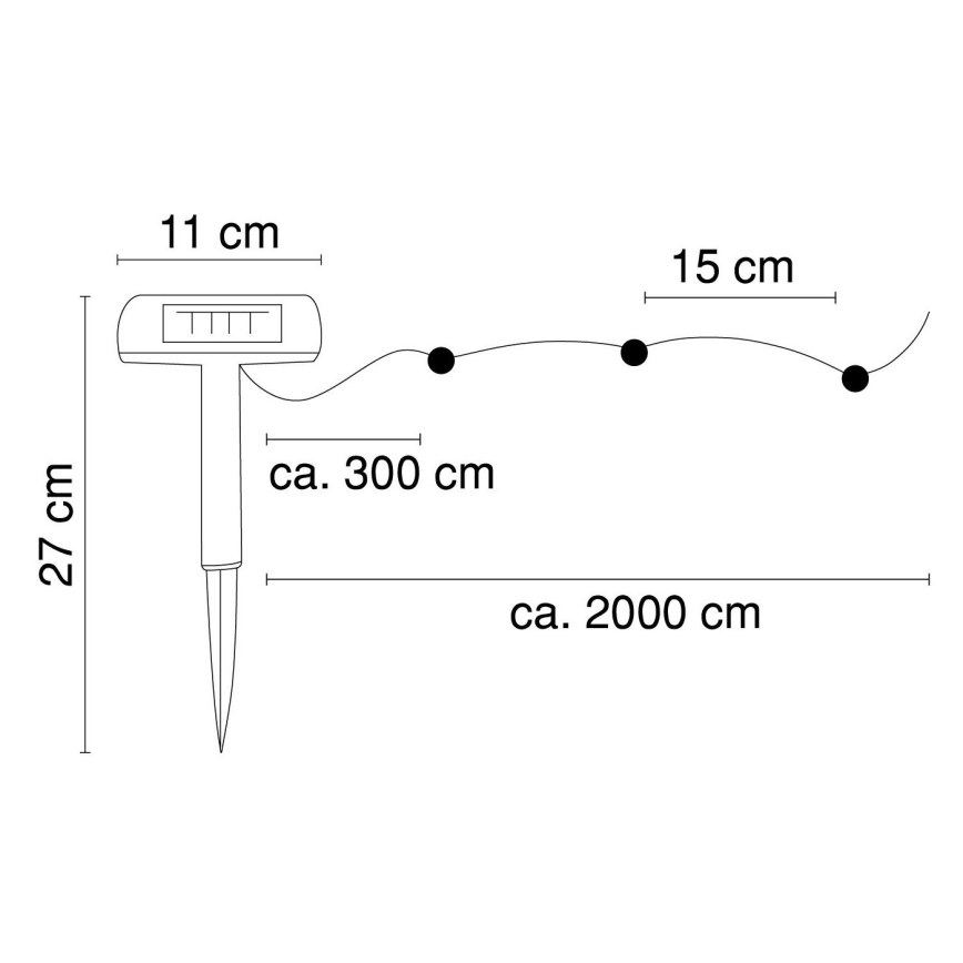 Globo - Catena LED solare 20 m 120xLED/2,4V 2xAAA IP44 600 mAh