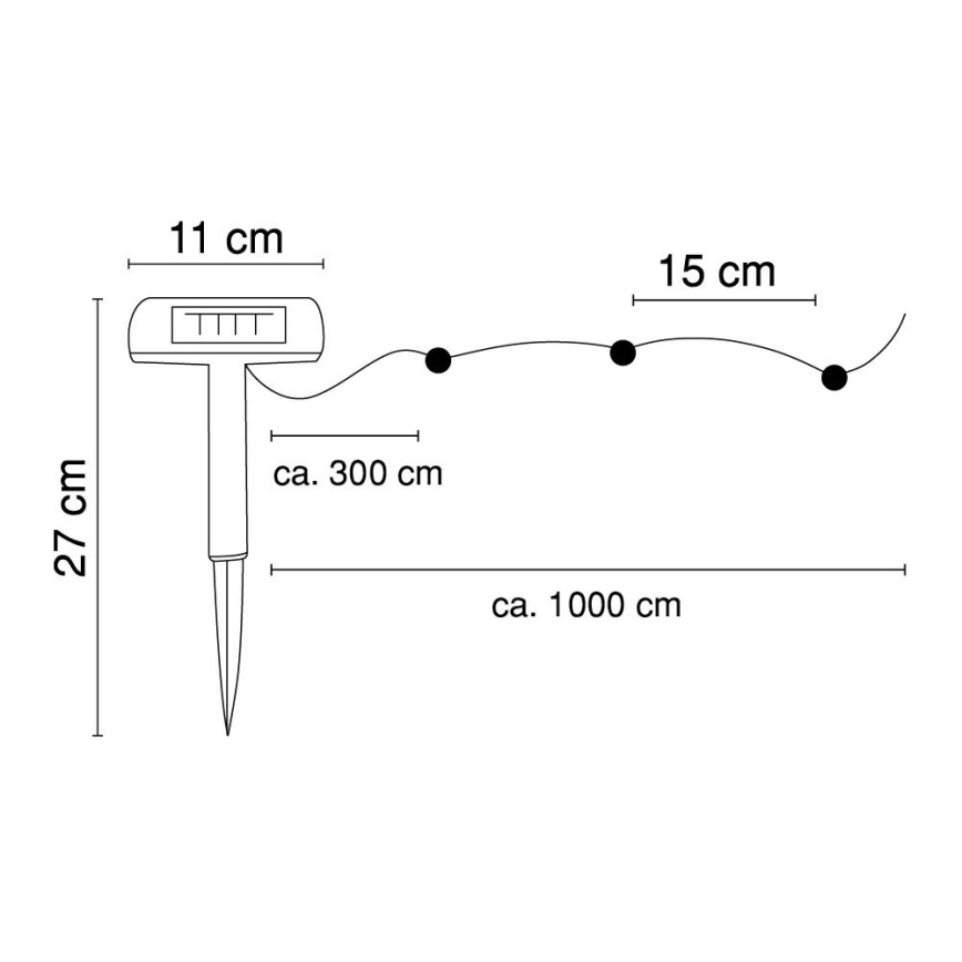 Globo - Catena LED solare 10 m 50xLED/2,4V IP44 600 mAh