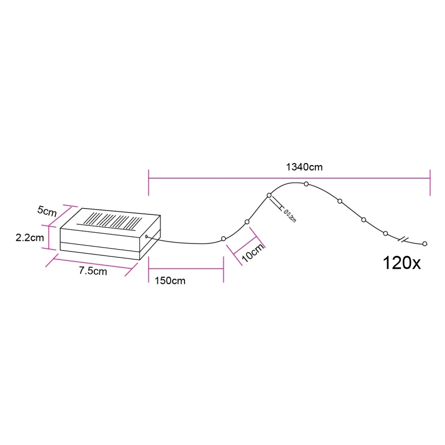 Globo - Catena luminosa solare a LED 120xLED/3,2V IP44 13,4 m 600 mAh