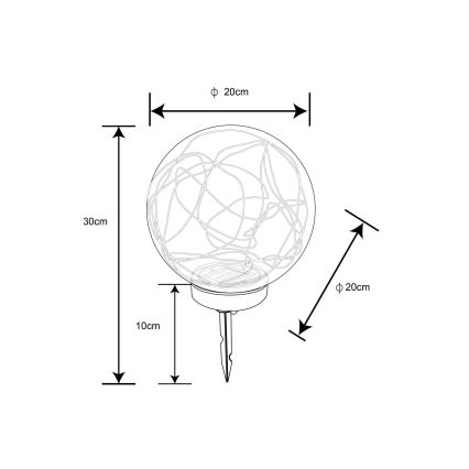 Globo - Lampada LED solare 30xLED/0,06W/1,2V diametro 20 cm IP44