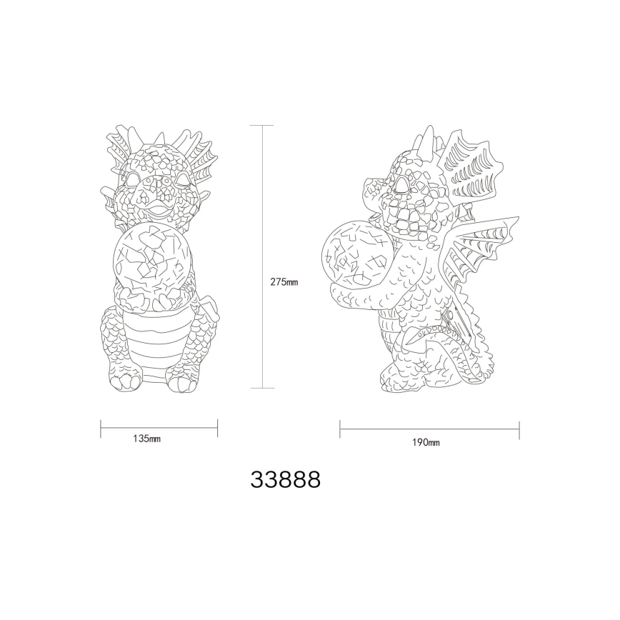 Globo - Decorazione solare LED LED/0,02W/3V IP44 drago 300 mAh
