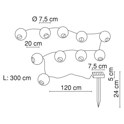 Globo - Catena LED solare 10xLED/0,06W/1,2V IP44