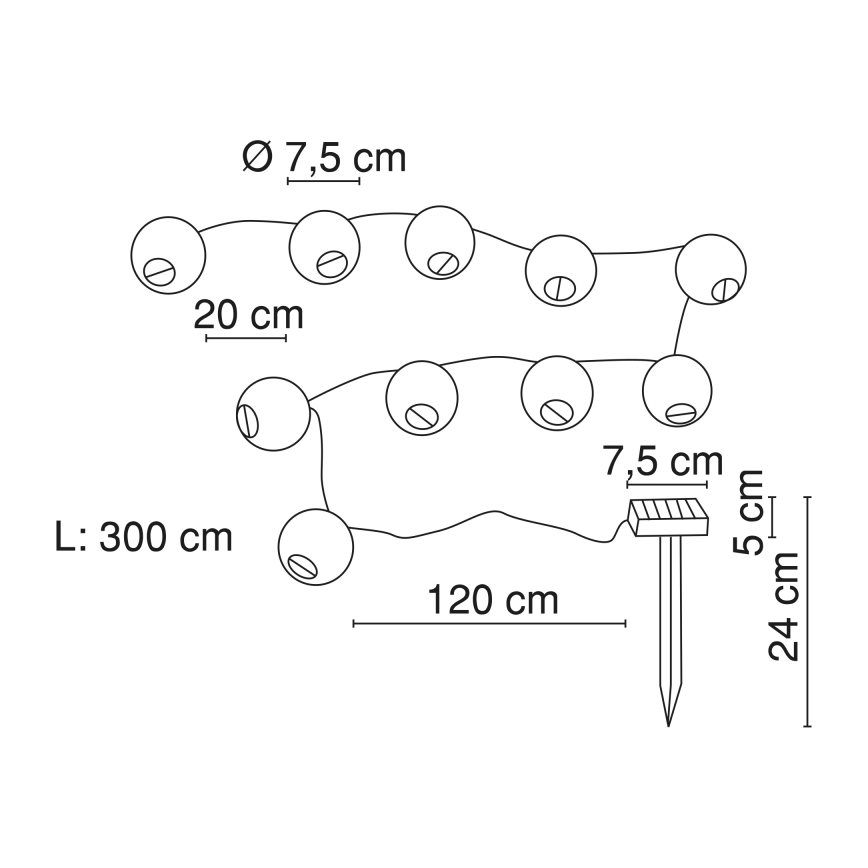 Globo - Catena LED solare 10xLED/0,06W/1,2V IP44
