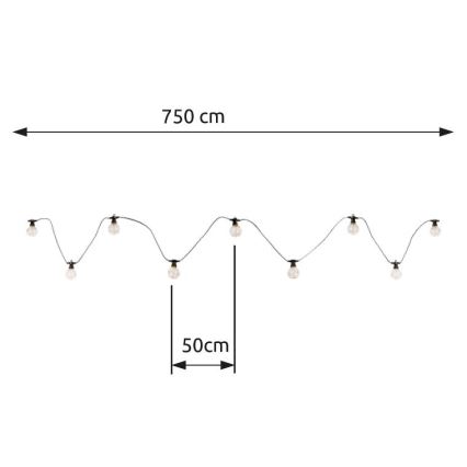 Globo - Catena decorativa da esterno LED 10xLED/0,27W/230V 7,5 m IP44 nero