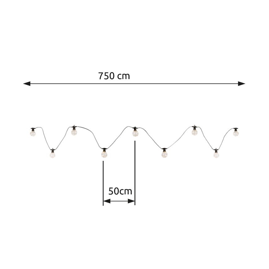 Globo - Catena decorativa da esterno LED 10xLED/0,27W/230V 7,5 m IP44 nero