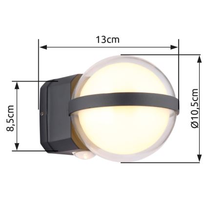 Globo - Applique a LED da esterno LED/12W/230V IP54 nero