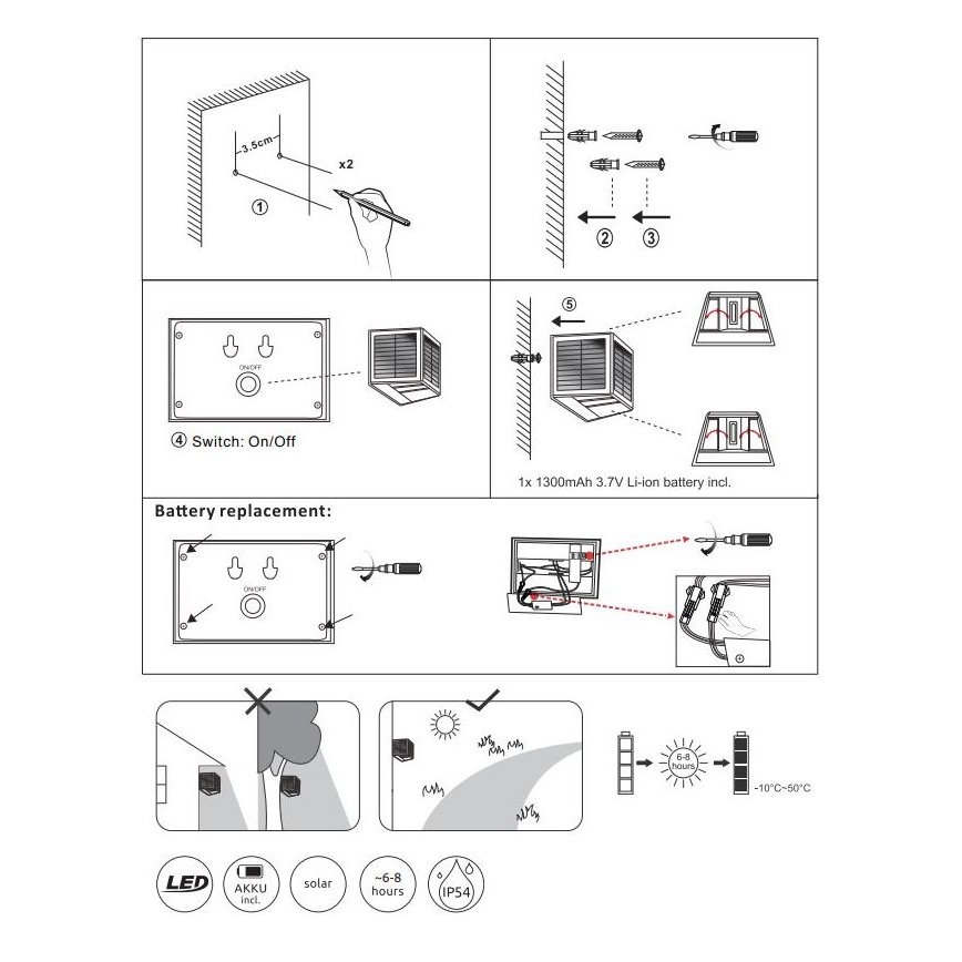 Globo - Lampada LED solare LED/6W/3,2V 3000K IP54 1300 mAh