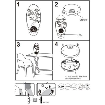 Globo - Lampada LED solare LED/0,06W/3,2V IP44 200 mAh albero