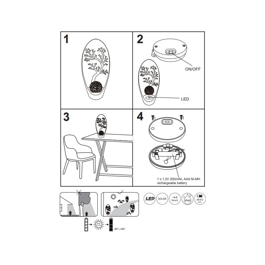 Globo - Lampada LED solare LED/0,06W/3,2V IP44 200 mAh albero