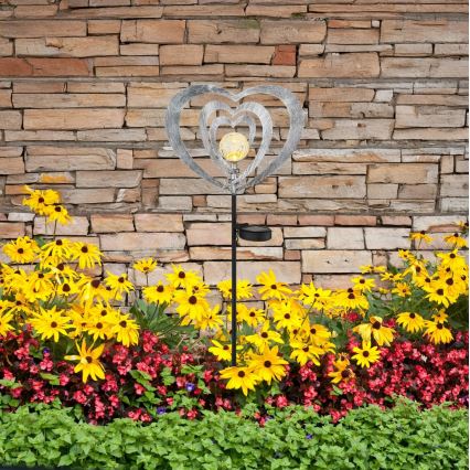 Globo - Lampada solare a LED 3V IP44 300 mAh, cuore argentato