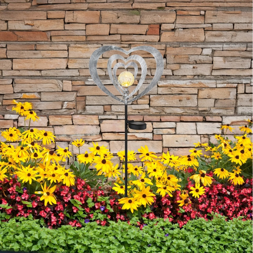 Globo - Lampada solare a LED 3V IP44 300 mAh, cuore argentato