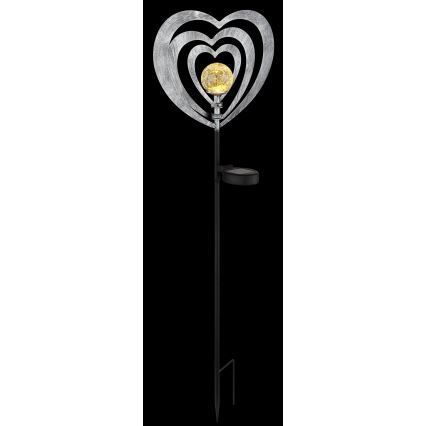 Globo - Lampada solare a LED 3V IP44 300 mAh, cuore argentato
