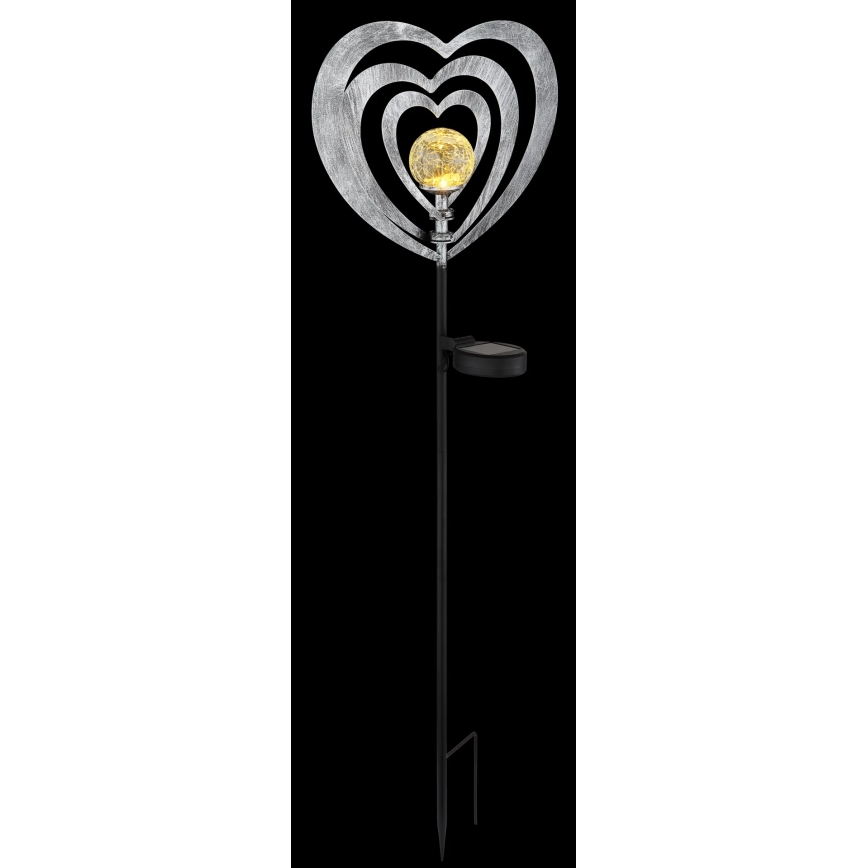 Globo - Lampada solare a LED 3V IP44 300 mAh, cuore argentato