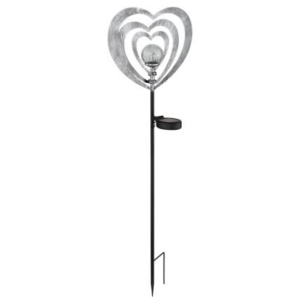 Globo - Lampada solare a LED 3V IP44 300 mAh, cuore argentato
