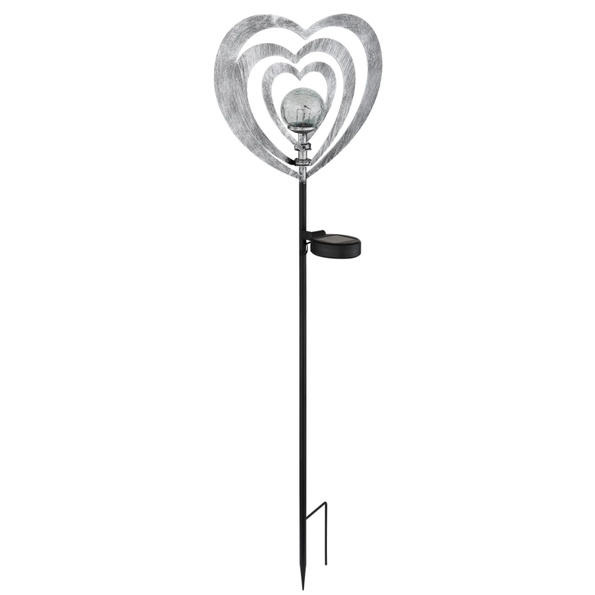 Globo - Lampada solare a LED 3V IP44 300 mAh, cuore argentato