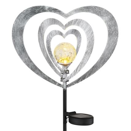 Globo - Lampada solare a LED 3V IP44 300 mAh, cuore argentato