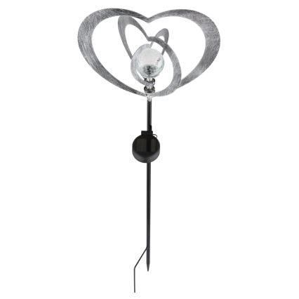Globo - Lampada solare a LED 3V IP44 300 mAh, cuore argentato